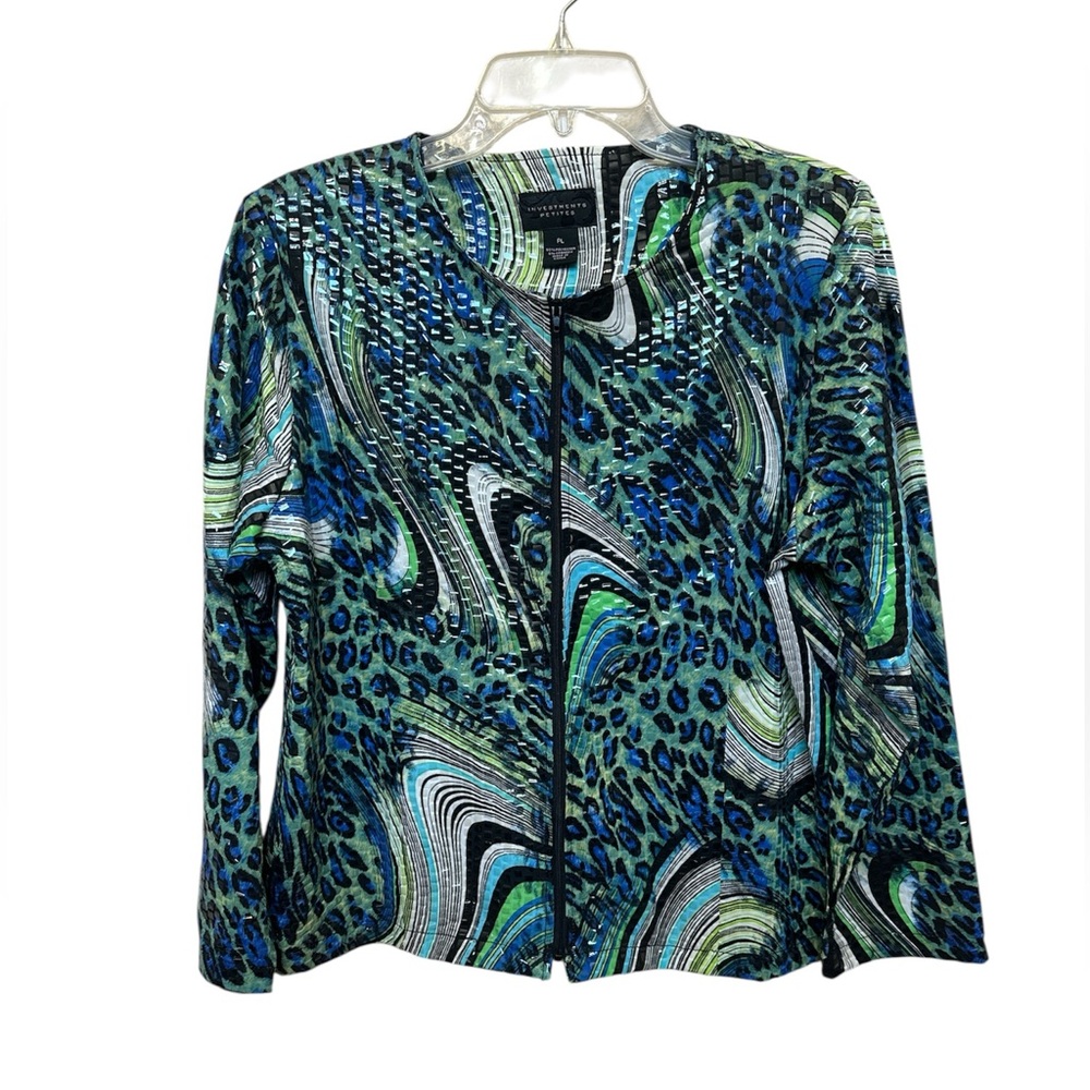 Vintage Investments Jacket  Multicolor Shiny Plastic Over Print Green Size PL